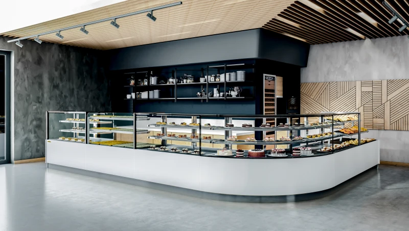 Sevel ar-ge tarafından geliştirilen özel nemlendirme sistemi ile pasta ve çikolata ürünleriniz ideal tazeliğini korur. Üretim kalitesiyle bağlantılar arasında boşluk bulunmaz.
Poliüretandan üretilen kasası ve özel camları sayesinde dış hava ve ürünleriniz arasında tam yalıtım oluşturur cam yüzeylerde nem birikintisi oluşturmaz.