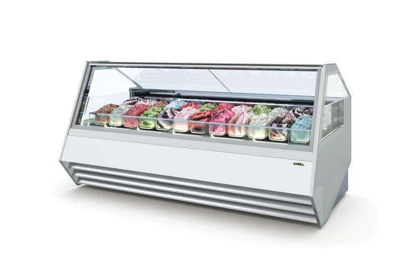 The slanted, modern design of the Prisma series merges with the Vision look. Its strikingly simple design draws attention while making your products appear truly magnificent. The side glass panels also provide increased visibility with the Vision look.